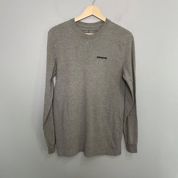 Patagonia Tops - PATAGONIA unisex back logo long sleeve gray tee size S